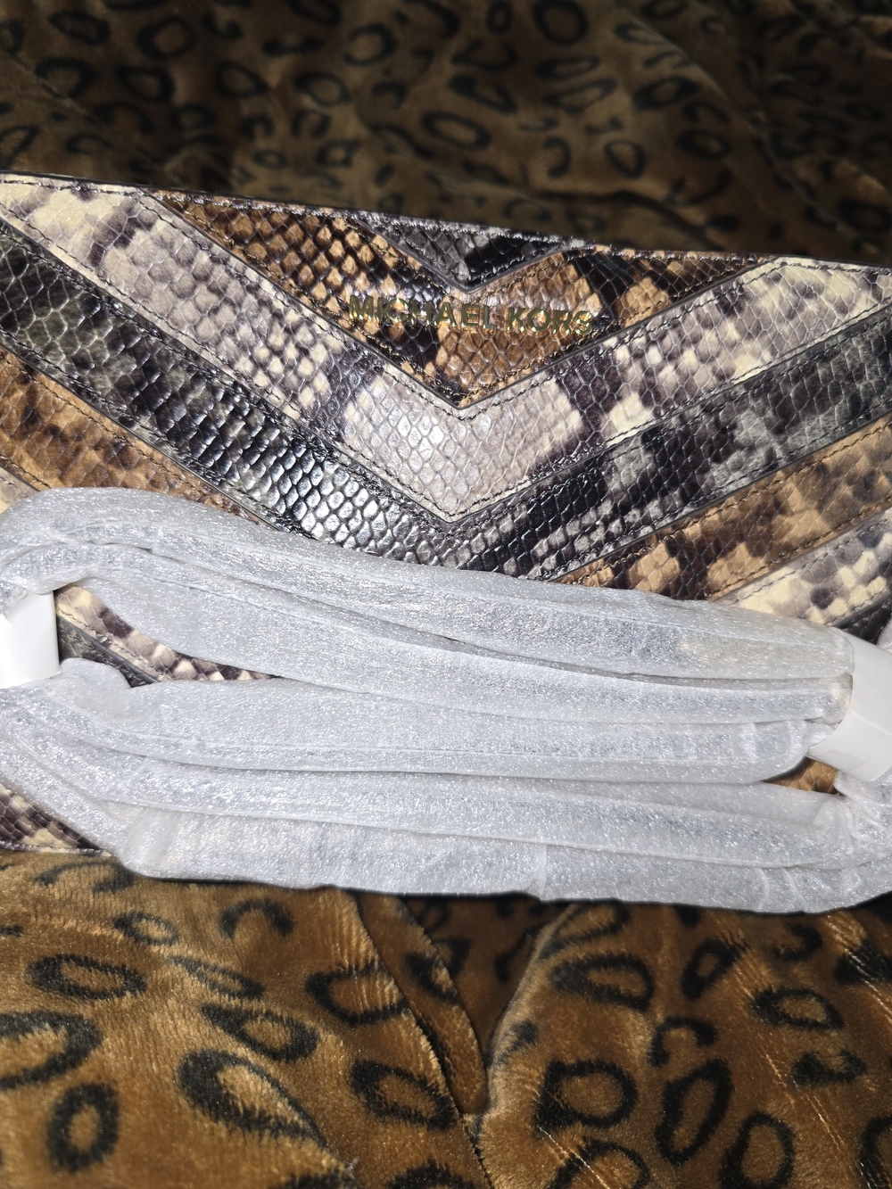 Michael Kors Snake-Print Chevron Crossbody Bag - Picture 4 of 7